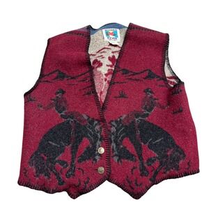 Wooded River Mens Large Red Wool Blend Western Cowboy Bronco Coin Button Vest